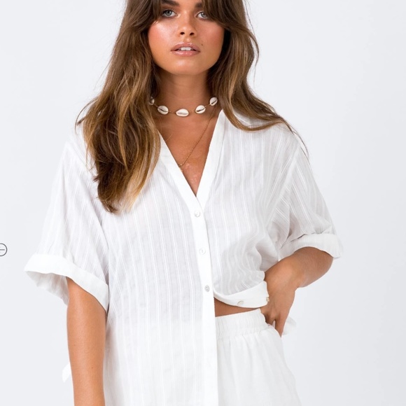 Princess Polly Tops - White Button Up Shirt
